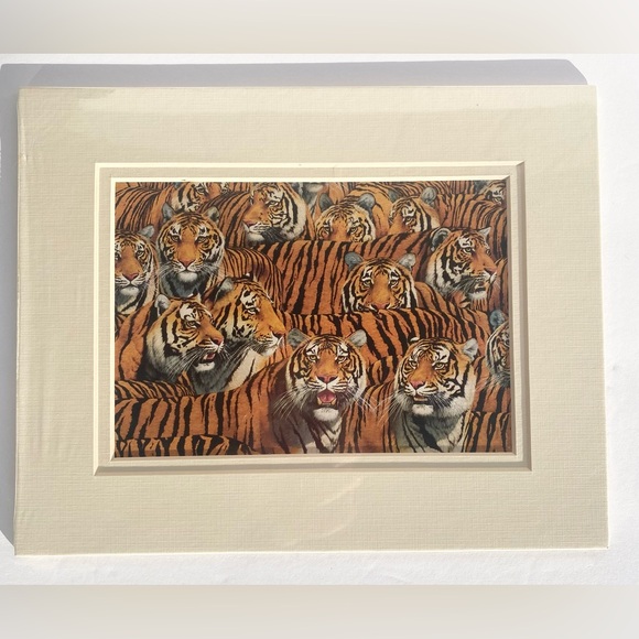 1996 Litho Art Print Paul Kratter Amazing Tigers, Cream Mat 8x10 Portal Pop Art - Picture 6 of 7